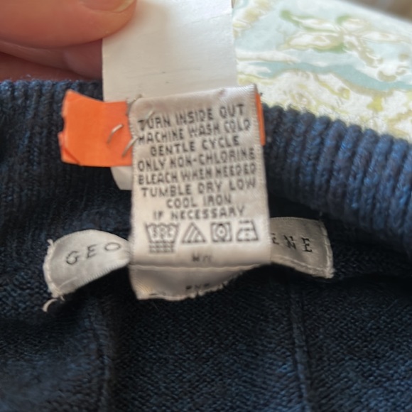 GEOFFREY BEENE XL 100% ACRYLIC SWEATER-NAVY BLUE. QUARTER ZIP WITH COLLAR - Picture 5 of 5